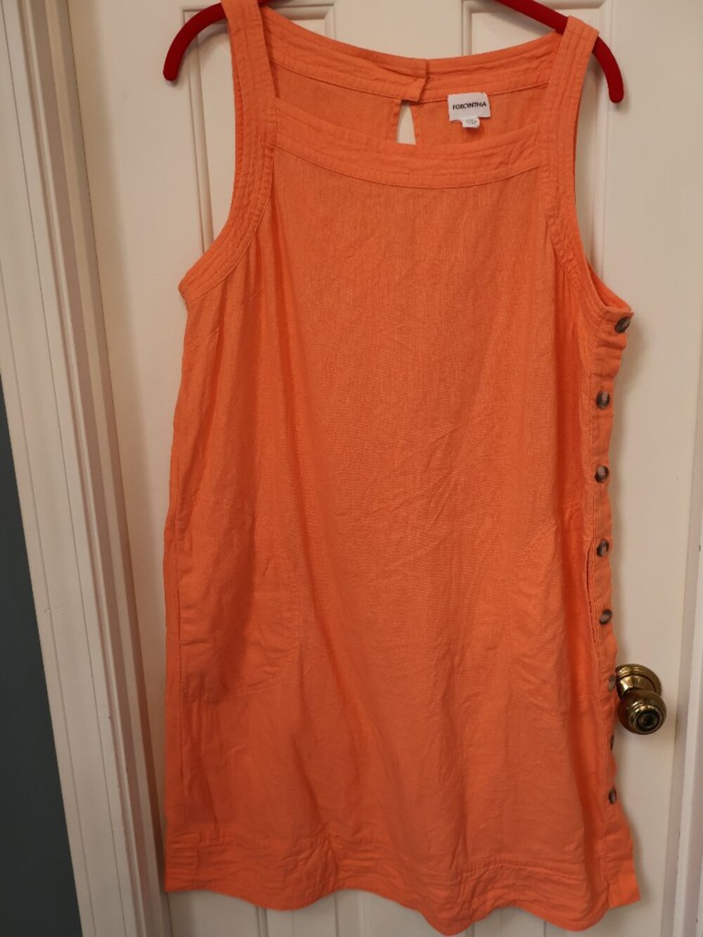 FOR CYNTHIA Women's Linen Mid-length Sleeveless Shift Dress - XL